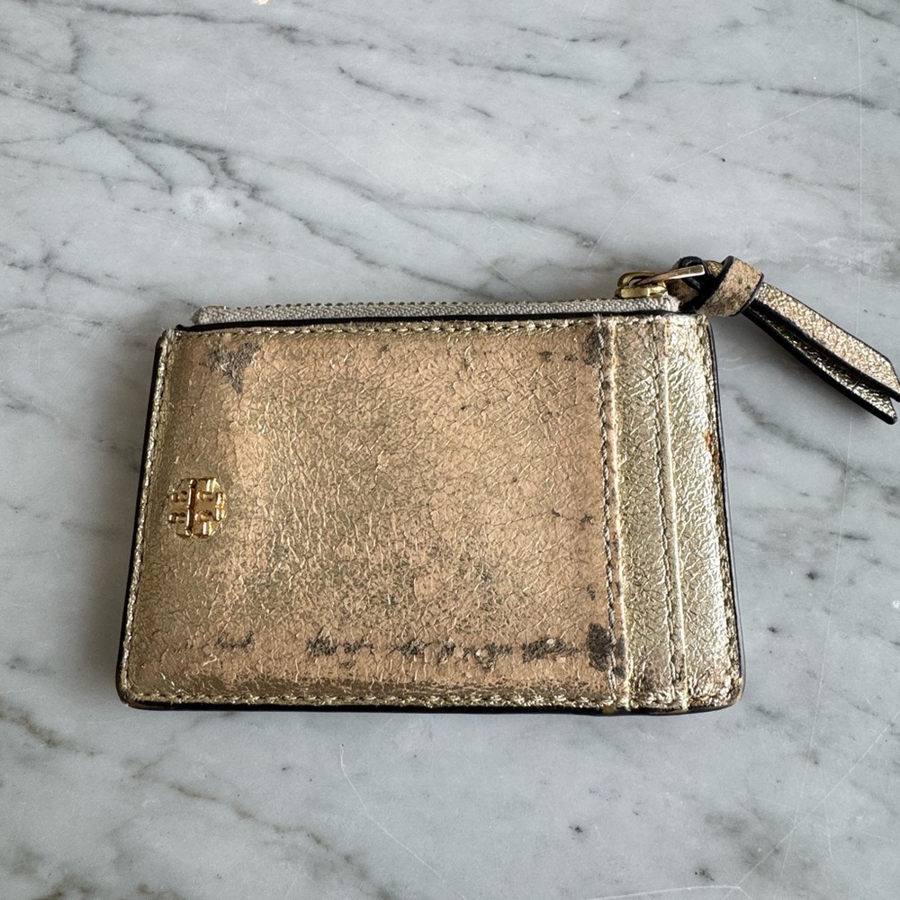 Tory Burch Gold Metallic Card Holder